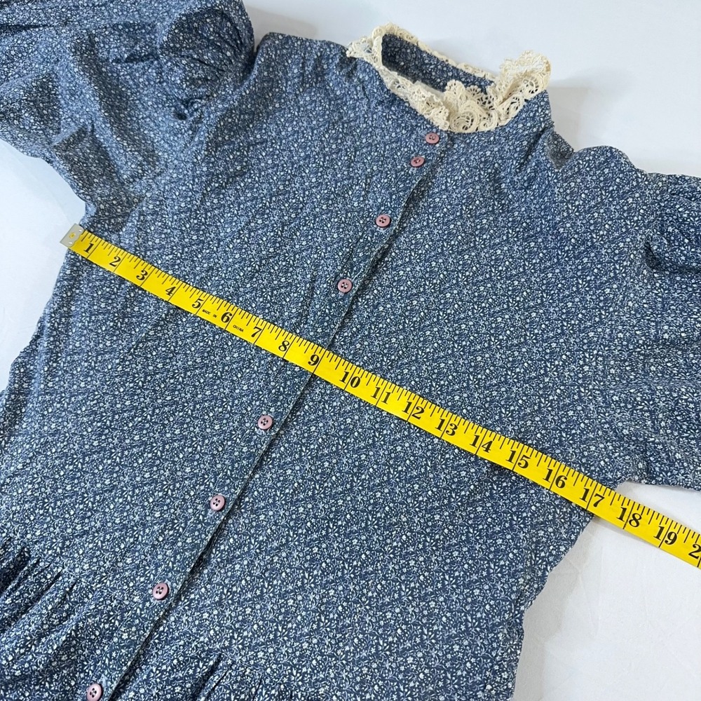 Vintage Jessica McClintock Cottage Prairie Dress Sz XS Floral Lace Button Front - Picture 2 of 10